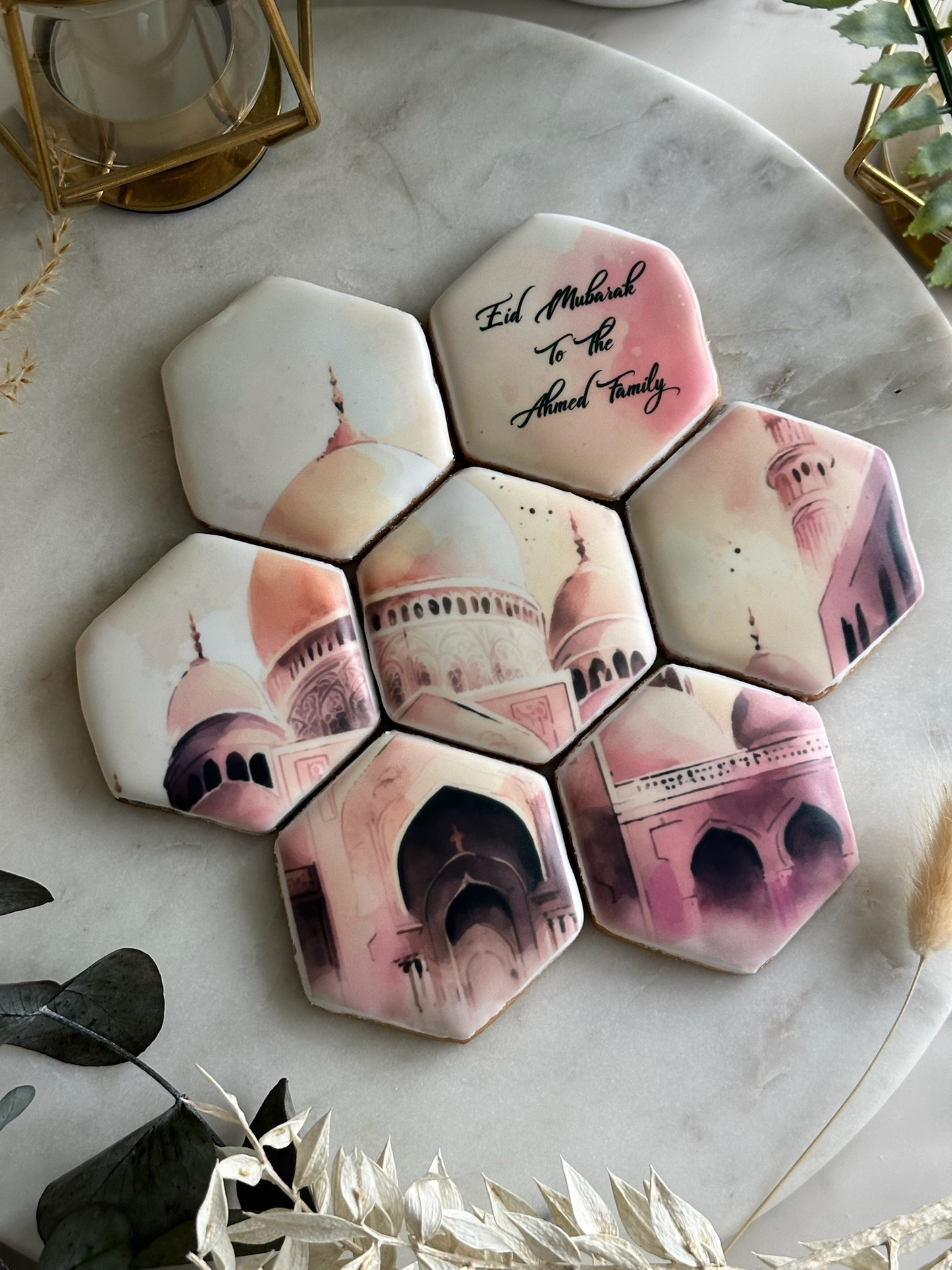 Personalised Pink Hexagonal Cookie Set