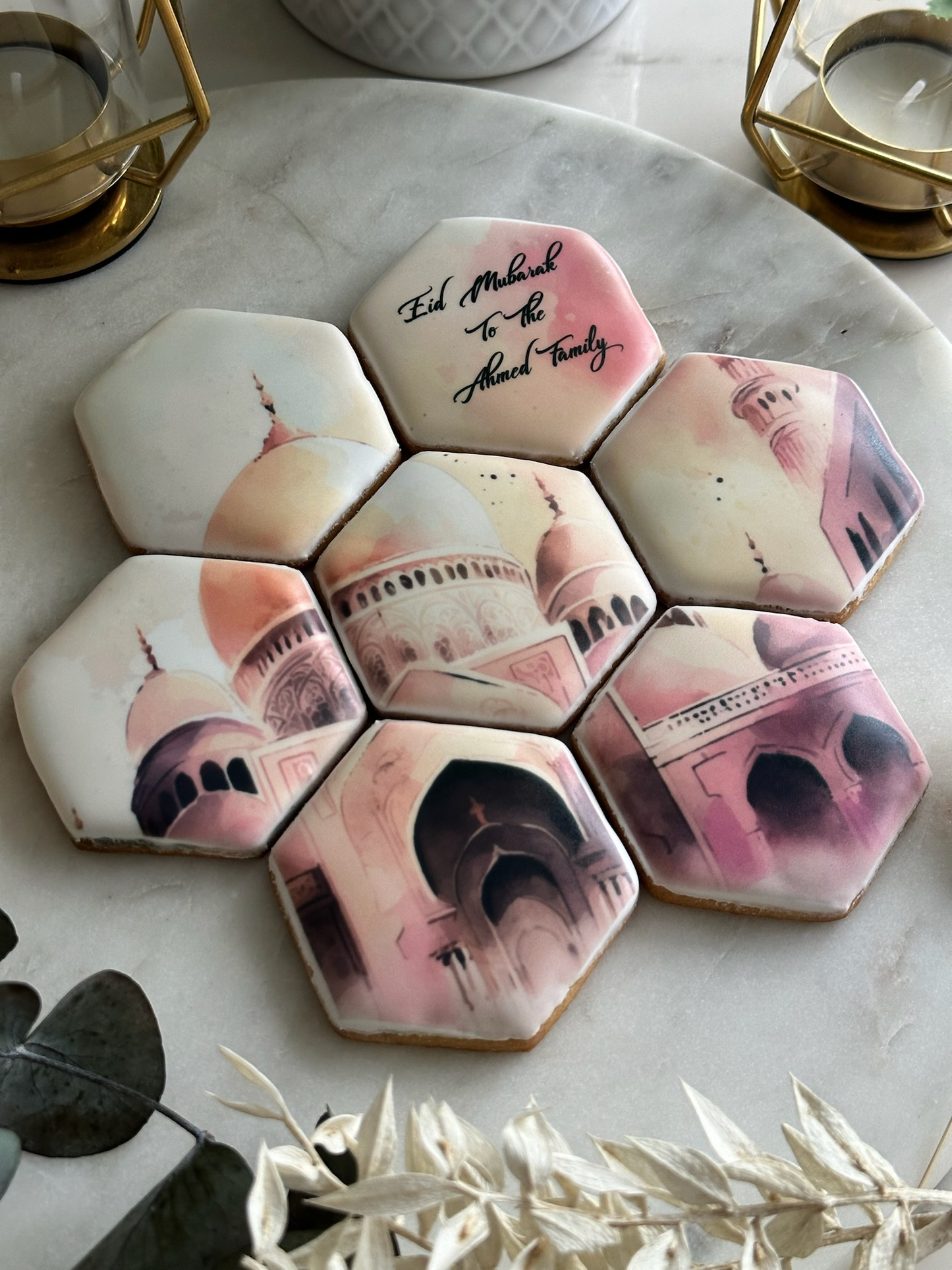 Personalised Pink Hexagonal Cookie Set