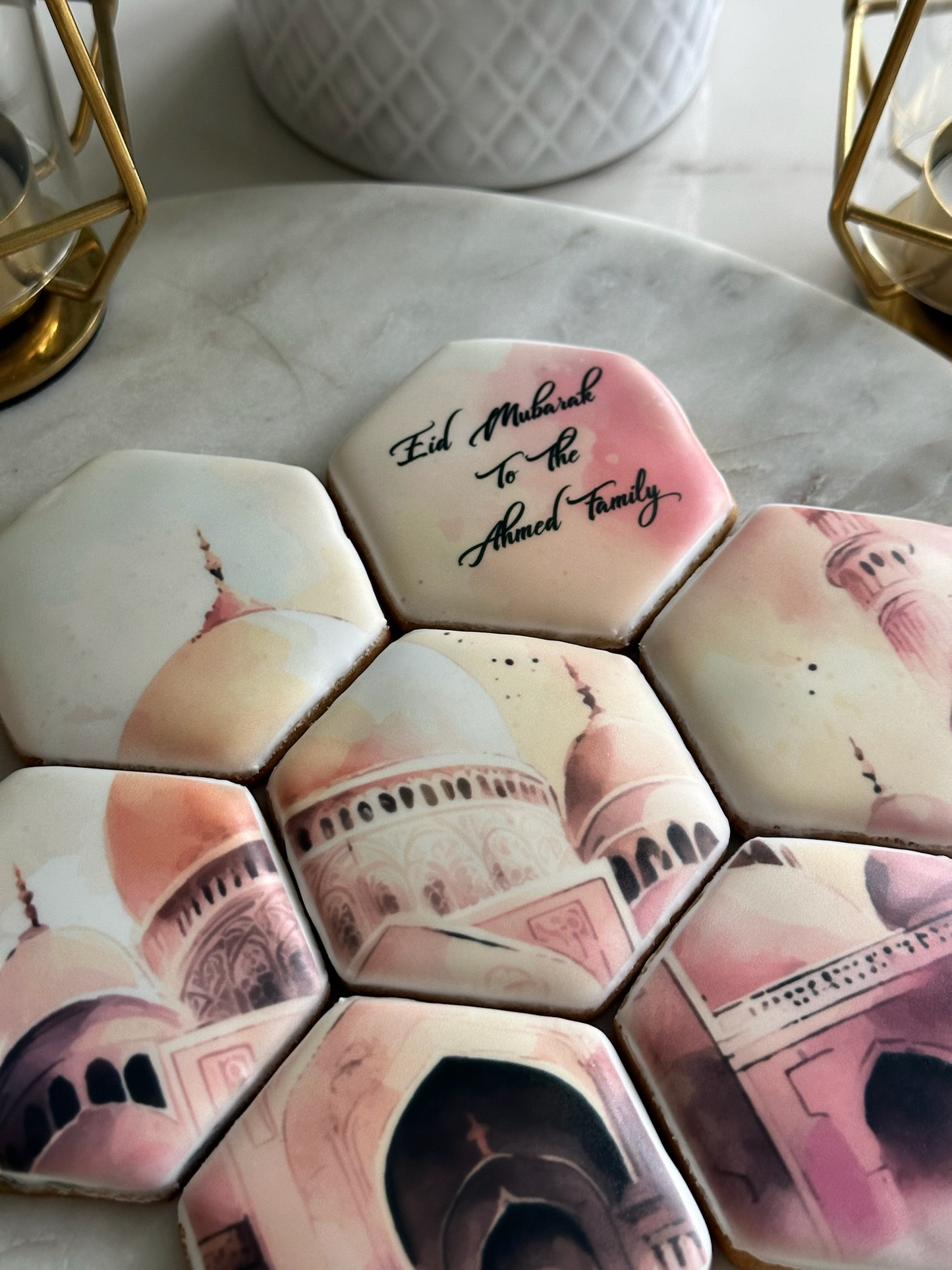 Personalised Pink Hexagonal Cookie Set