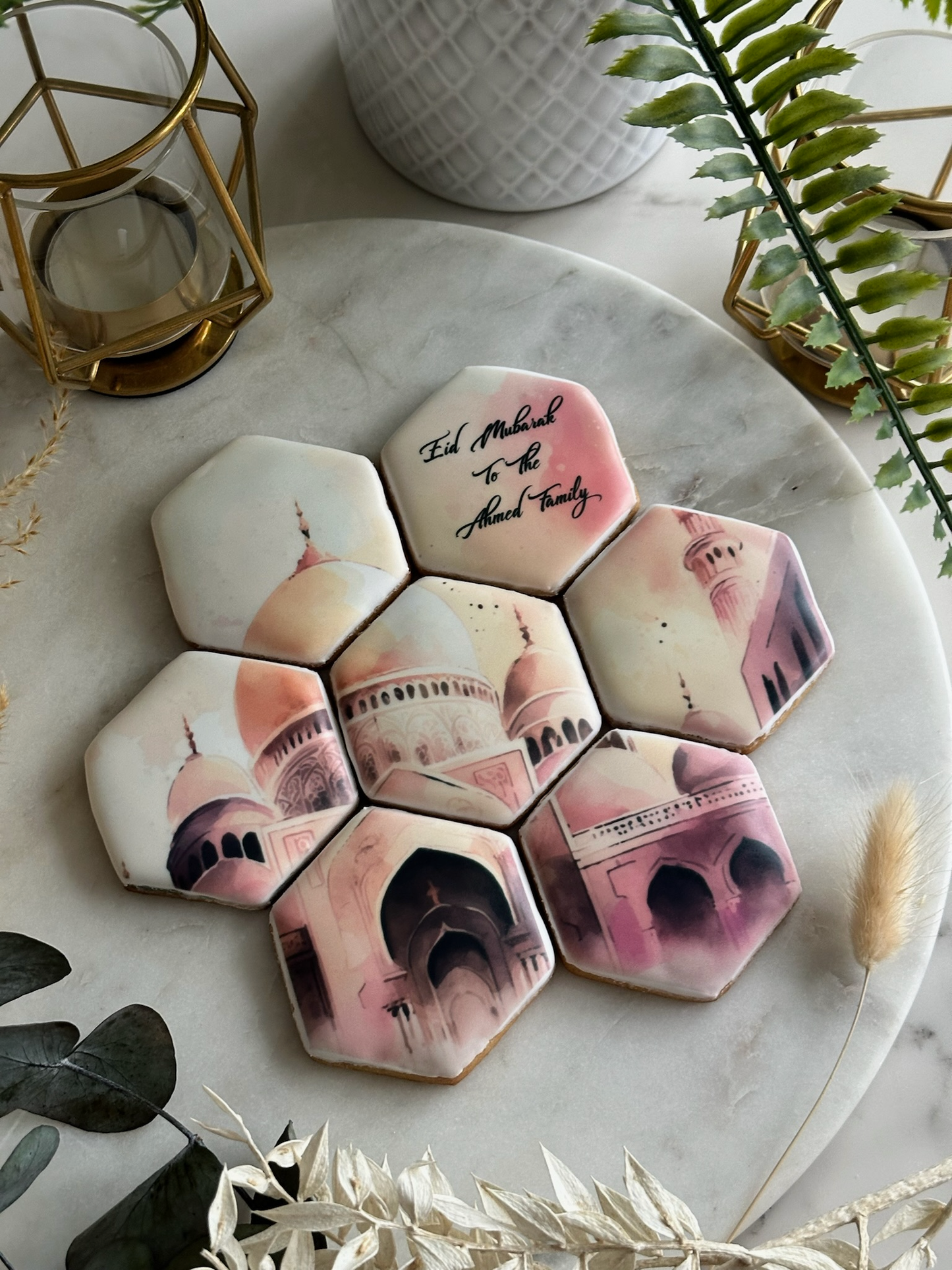 Personalised Pink Hexagonal Cookie Set
