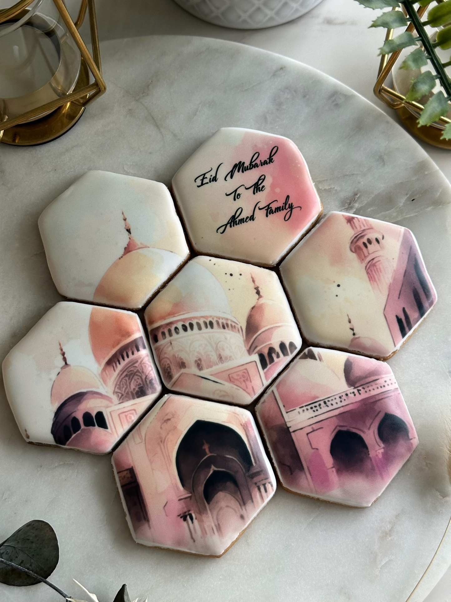 Personalised Pink Hexagonal Cookie Set