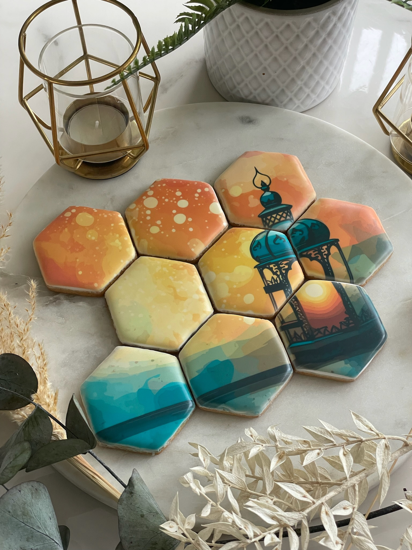 Personalised Lantern Hexagonal Cookie Set