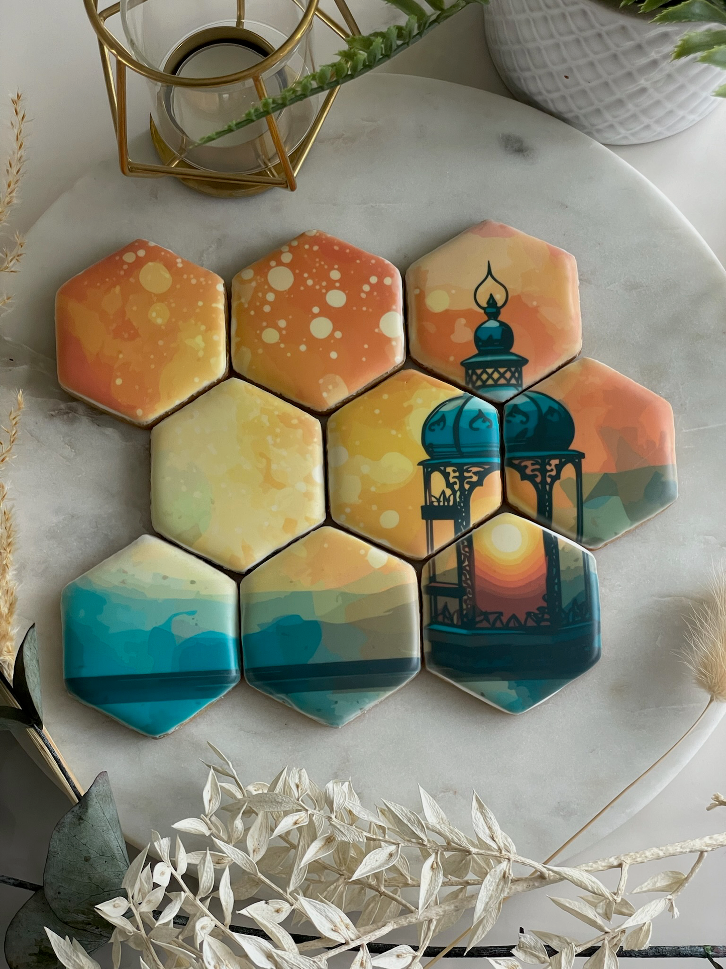 Personalised Lantern Hexagonal Cookie Set