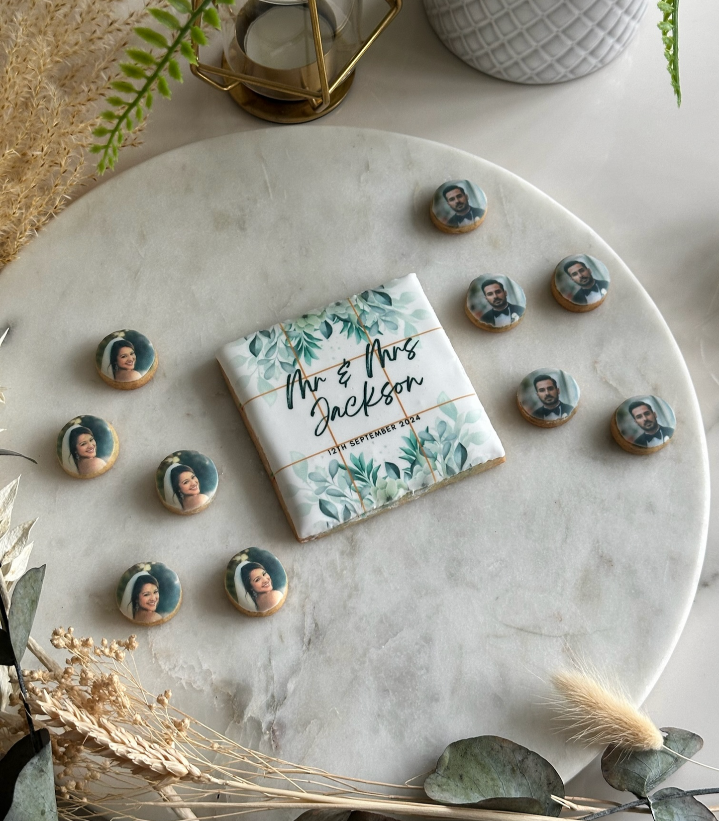 Personalised Photo Wedding Tic Tac Toe Cookie